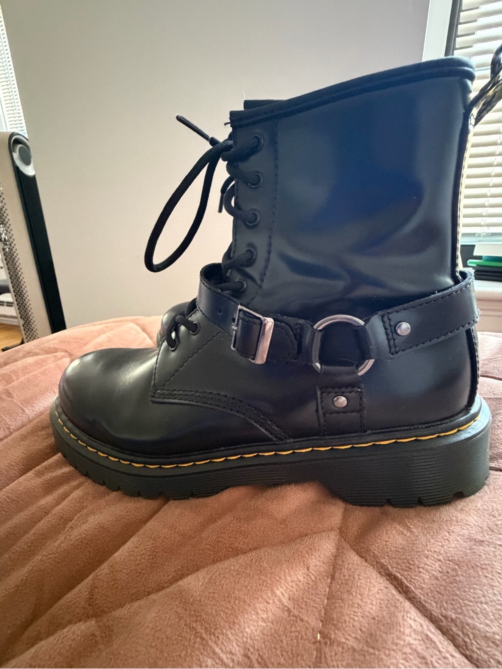 Dr. Martens black women’s combat boots with Buckle Strap size 7